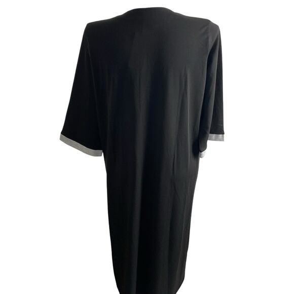 Size L EKOUAER Lightweight Full Zip Black Pockets Lounge Wear House Coat Robe - Picture 3 of 7